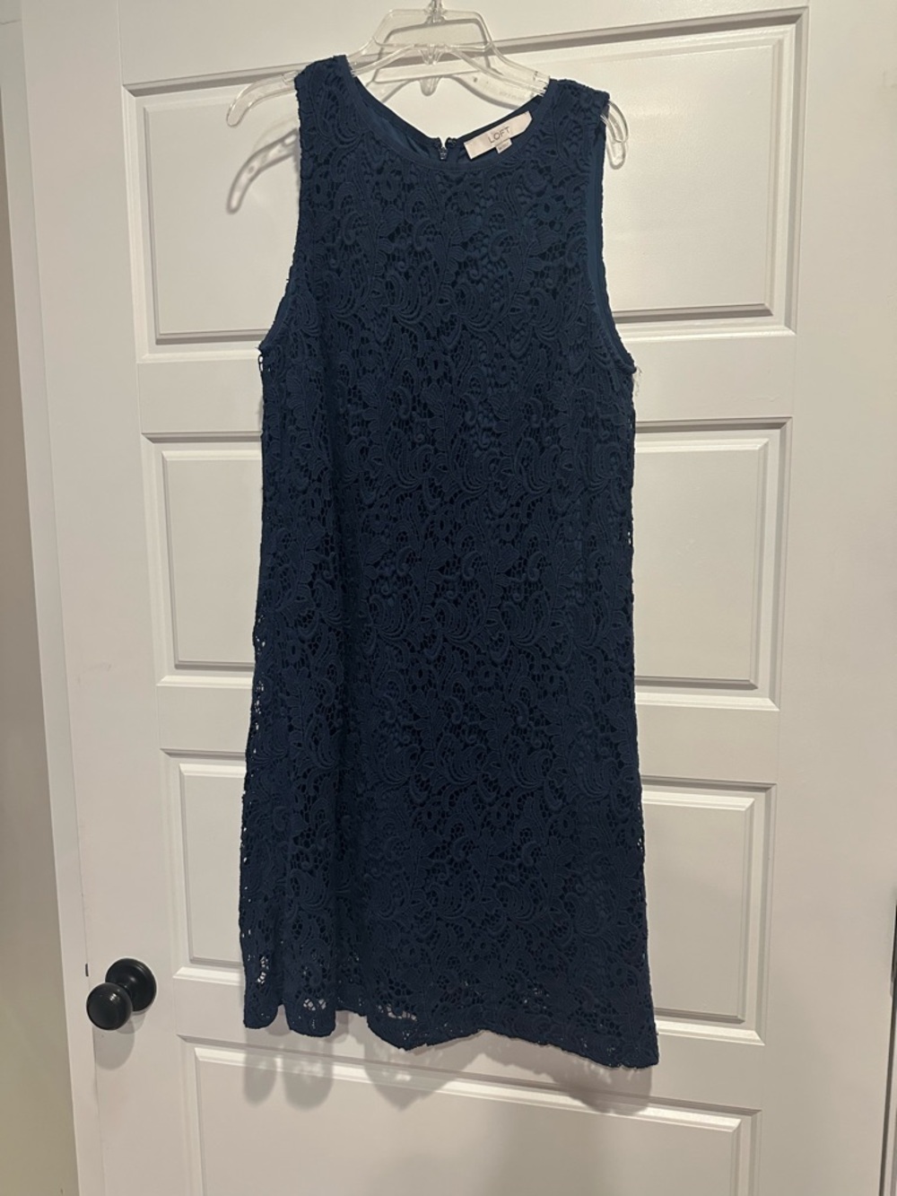LOFT Navy Sleeveless Lace Midi Dress